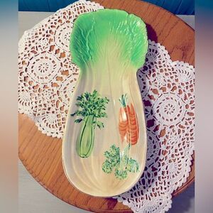 Spoon rest stove cooking utensils vintage celery shaped ceramic carrot vegetable